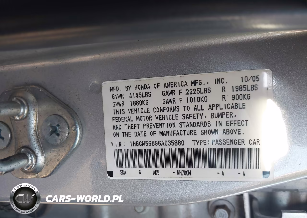 2006 Honda Accord 2.4 Ex VIN:1HGCM56896A035880 - 9
