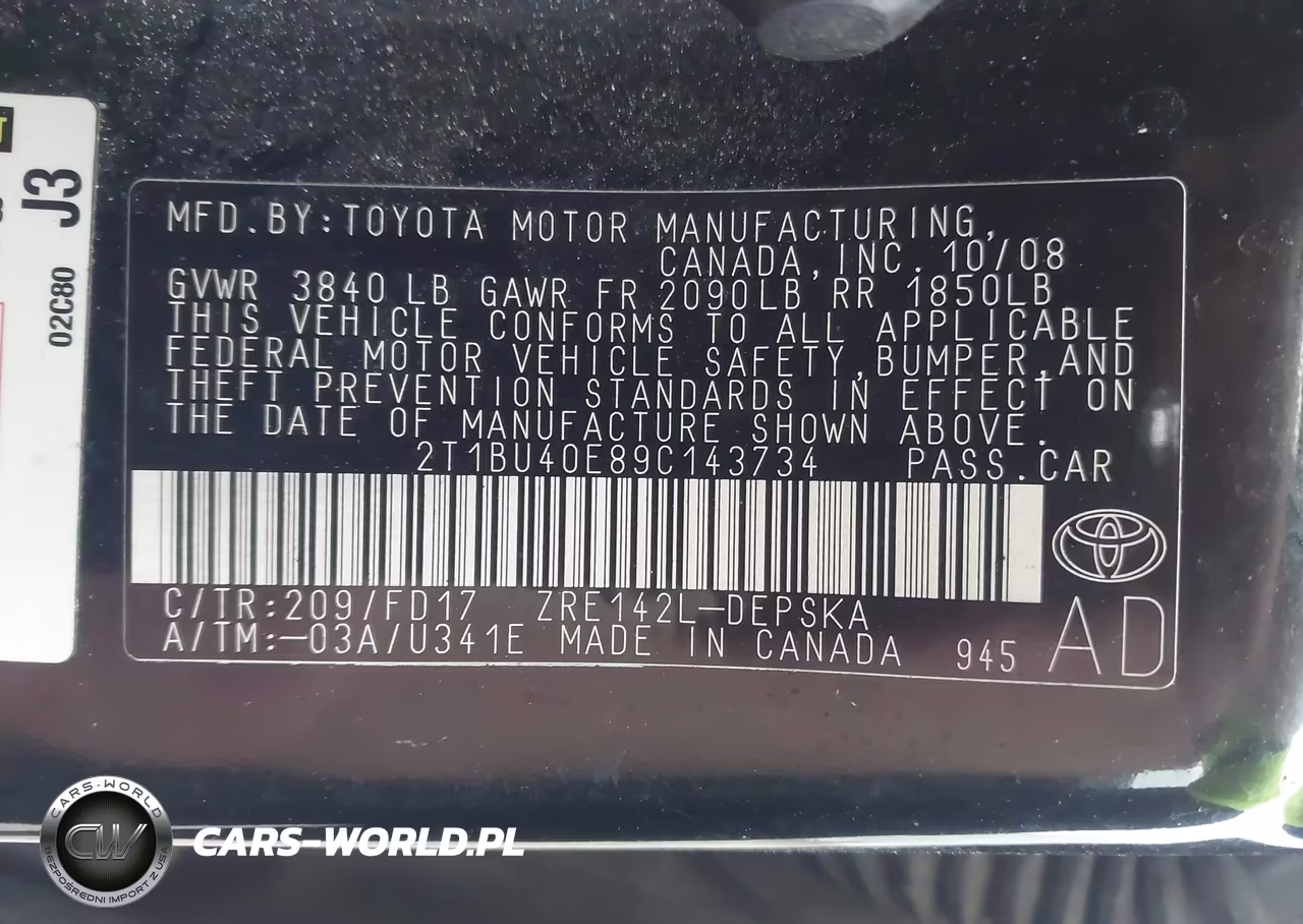 2009 Toyota Corolla S VIN:2T1BU40E89C143734 - 9