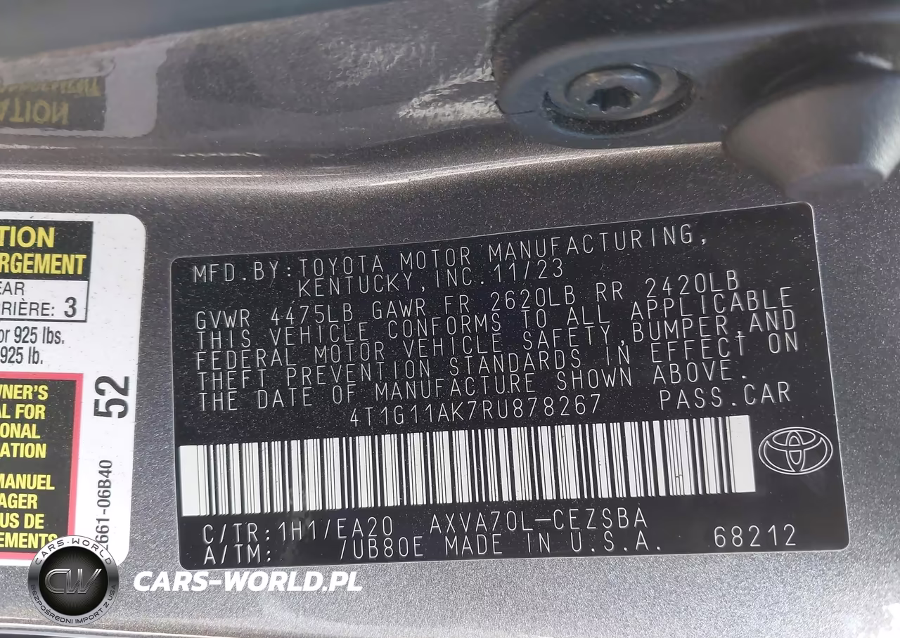 2024 Toyota Camry Se Night Shade-Se VIN:4T1G11AK7RU878267 - 9