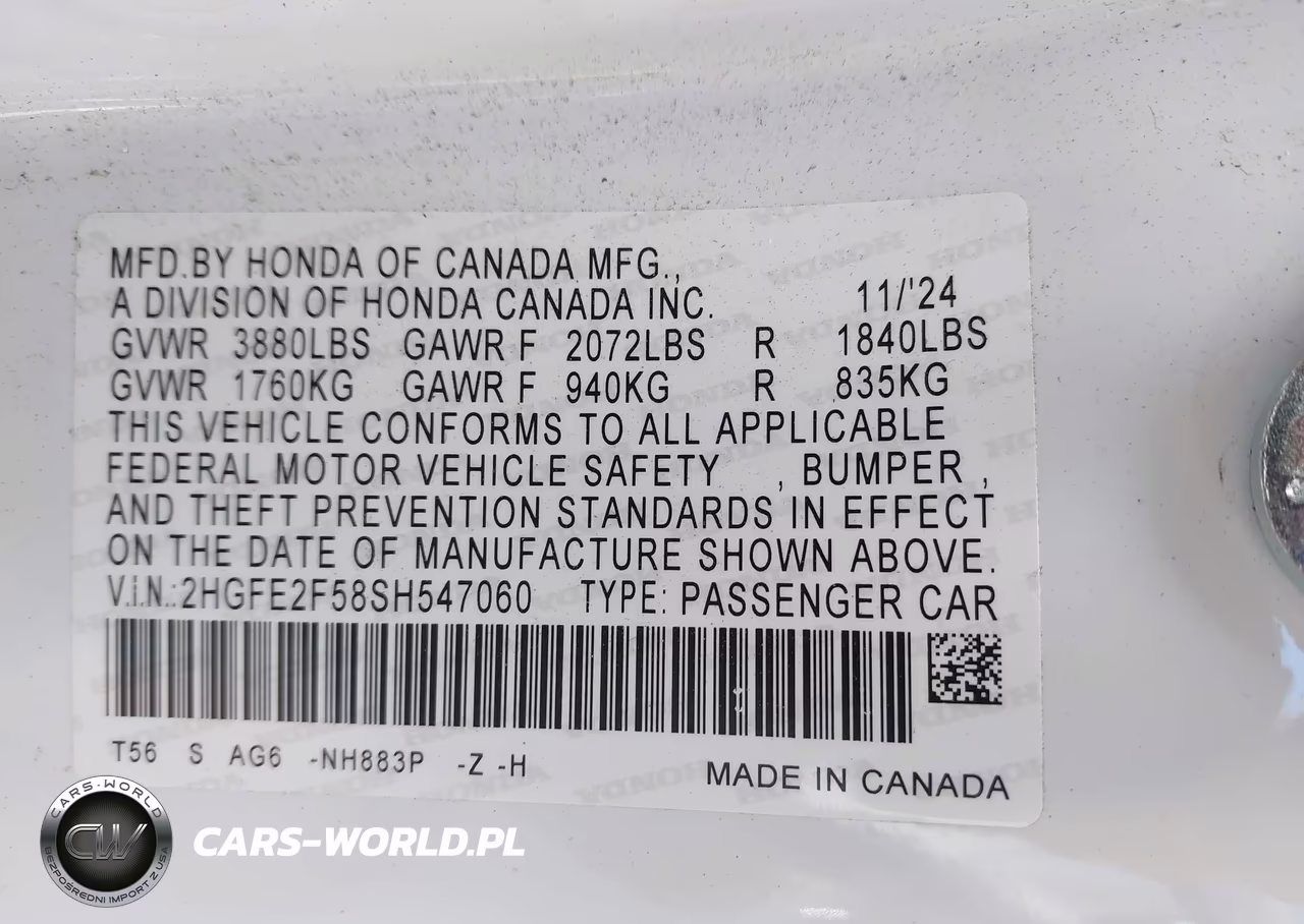 2025 Honda Civic Sport VIN:2HGFE2F58SH547060 - 9