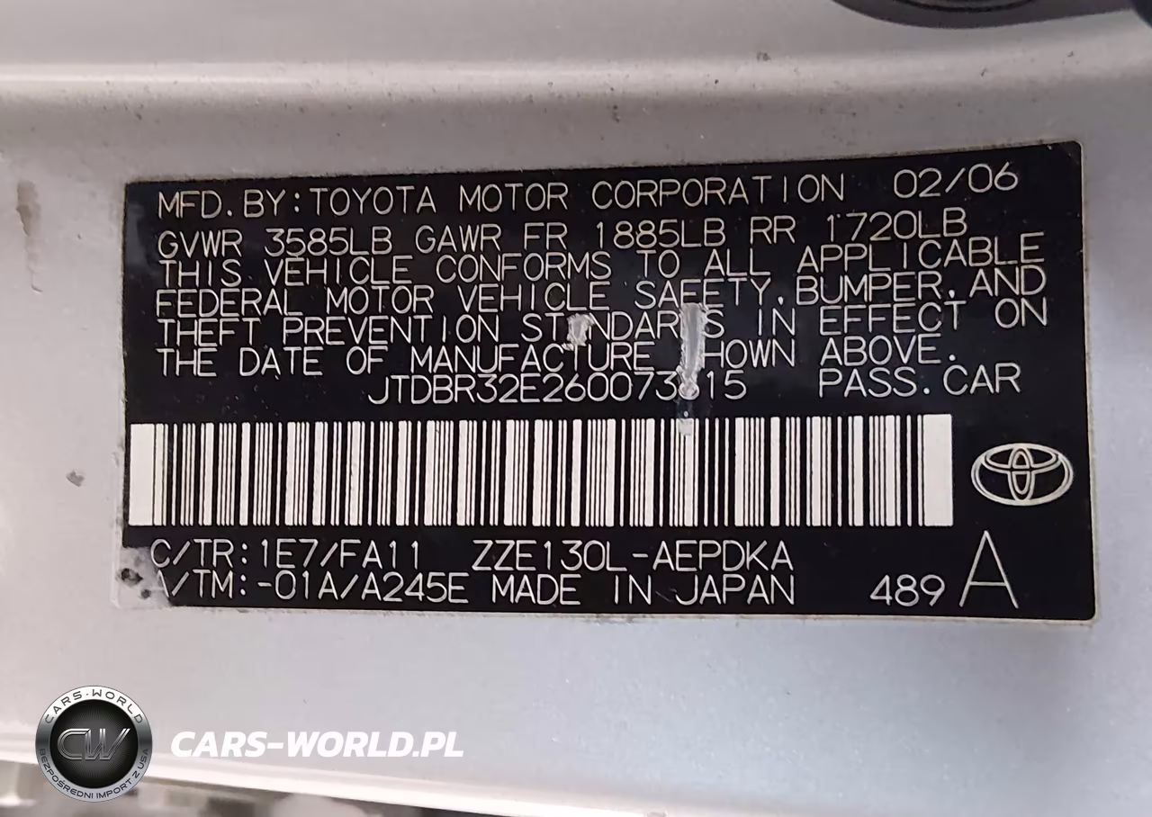 2006 Toyota Corolla Ce VIN:JTDBR32E260073615 - 9