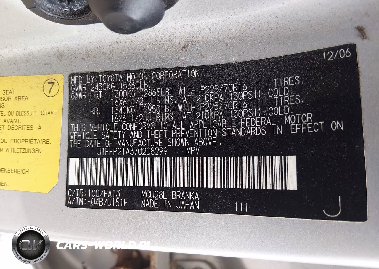 2007 Toyota Highlander V6 VIN:JTEEP21A370208299 - 9