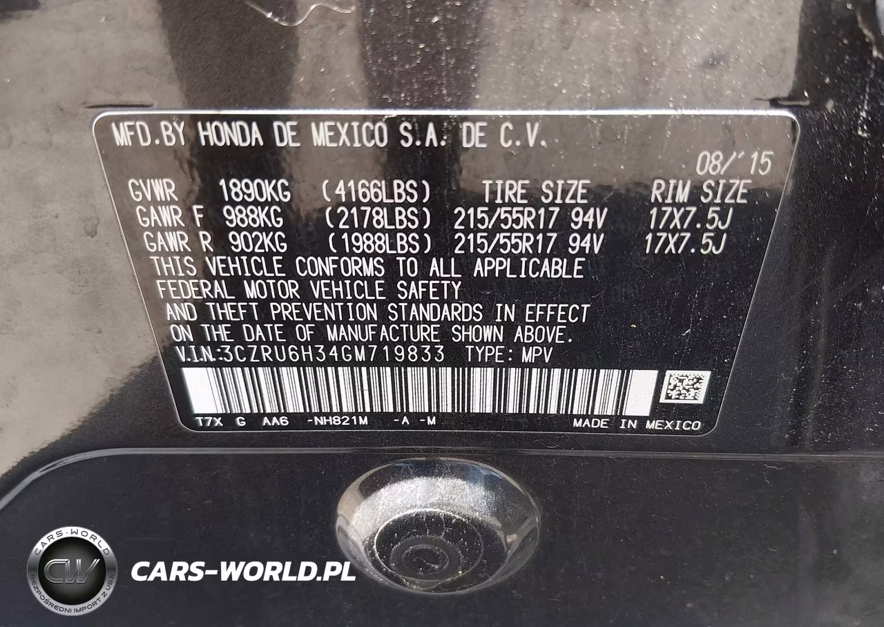 2016 Honda Hr-V Lx VIN:3CZRU6H34GM719833 - 9