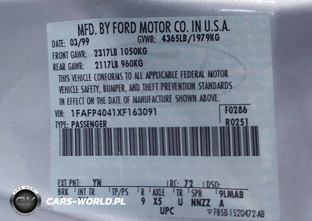 1999 Ford Mustang VIN:1FAFP4041XF163091 - 9
