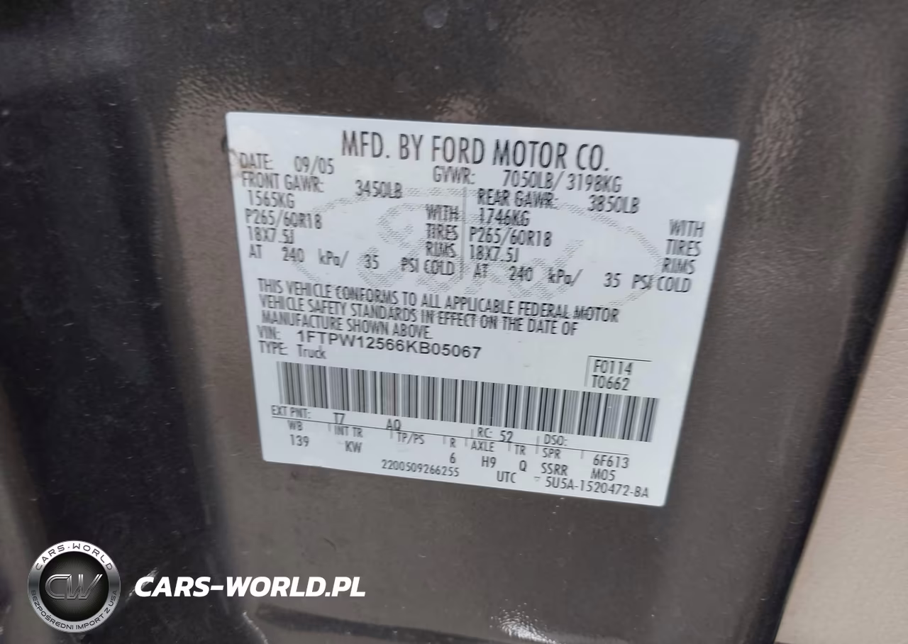 2006 Ford F-150 Lariat-Xlt VIN:1FTPW12566KB05067 - 9