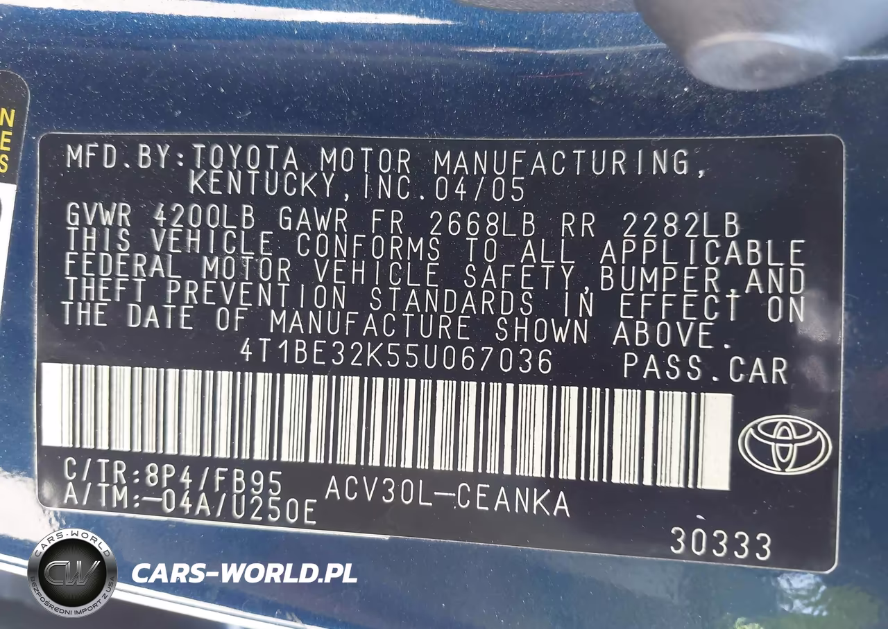 2005 Toyota Camry Le VIN:4T1BE32K55U067036 - 9