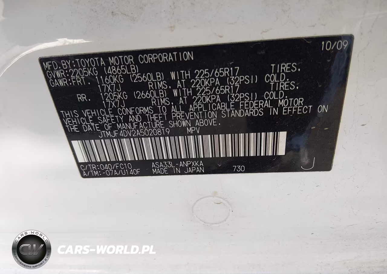 2010 Toyota Rav4 VIN:JTMJF4DV2A5020819 - 9