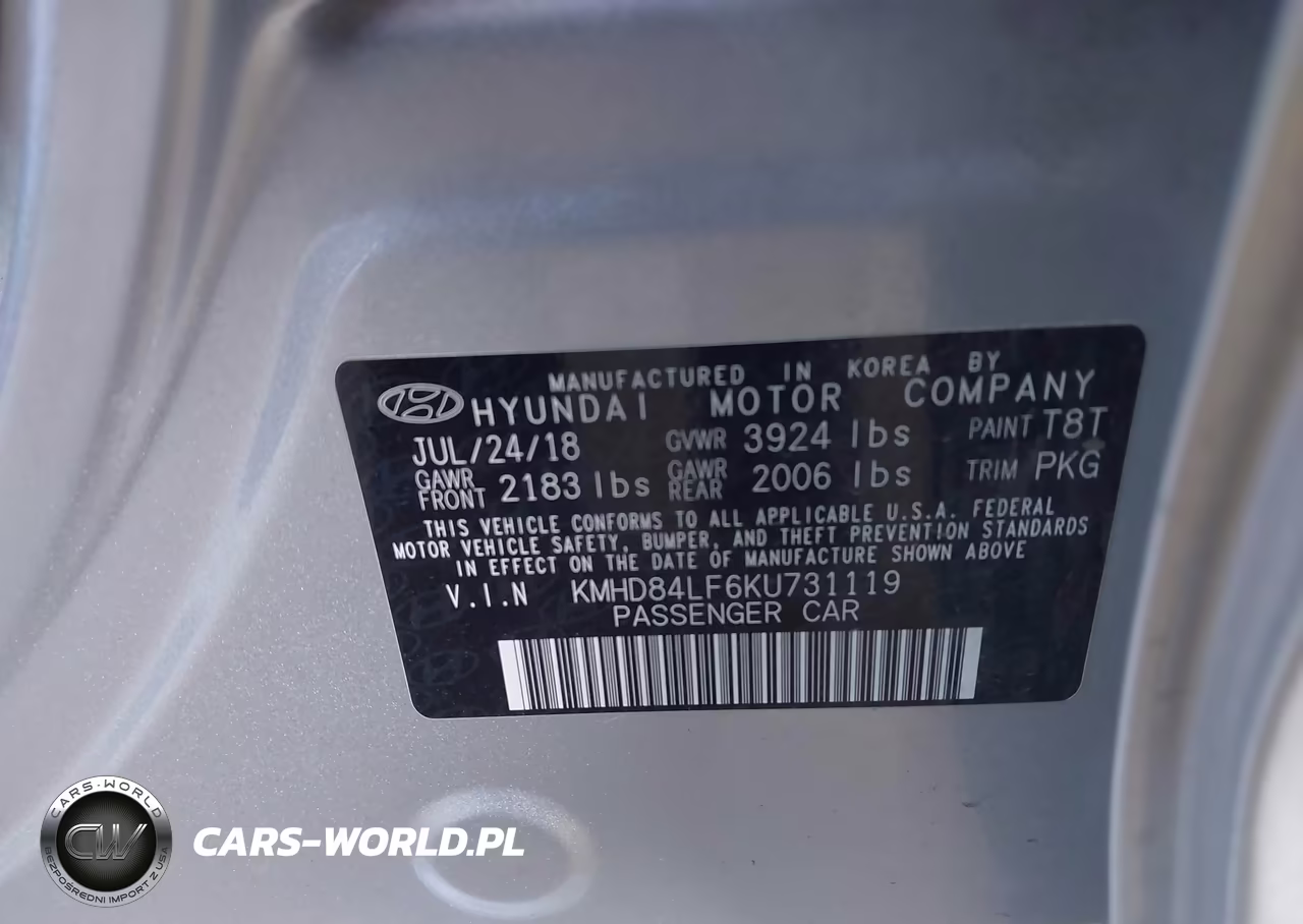 2019 Hyundai Elantra Sel VIN:KMHD84LF6KU731119 - 9
