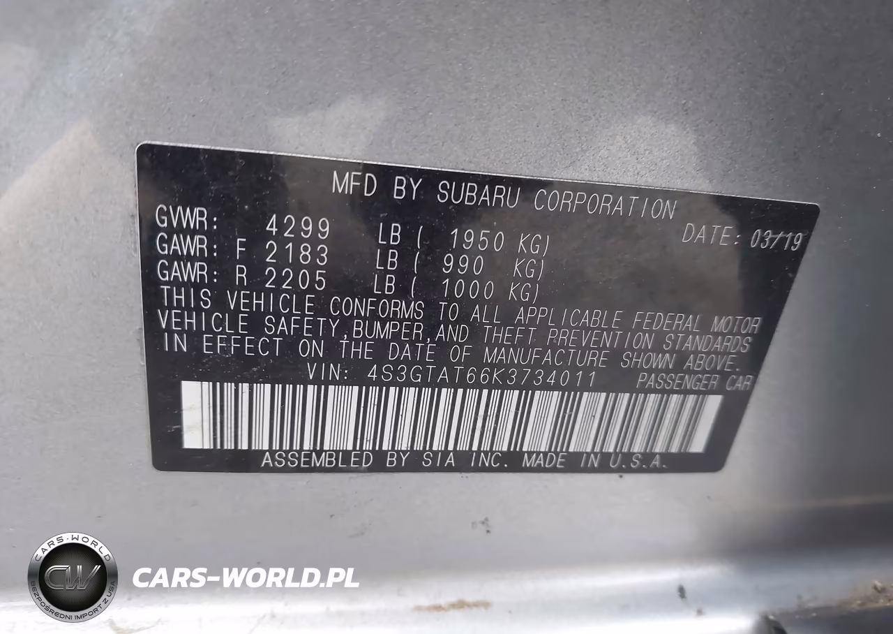 2019 Subaru Impreza Limited VIN:4S3GTAT66K3734011 - 9