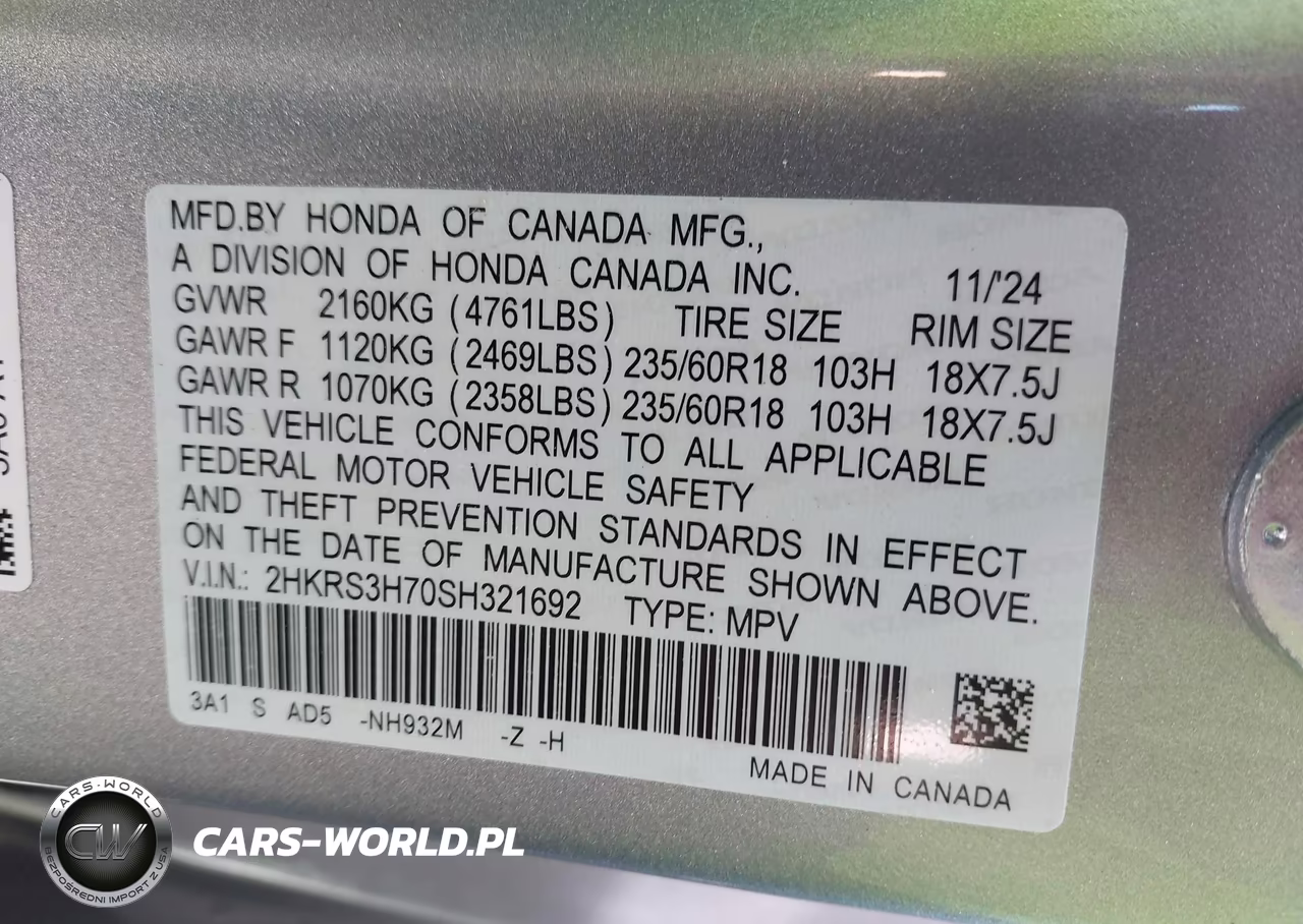 2025 Honda Cr-V Ex-L 2Wd VIN:2HKRS3H70SH321692 - 9