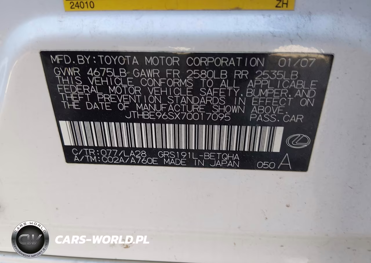 2007 Lexus Gs 350 VIN:JTHBE96SX70017095 - 9