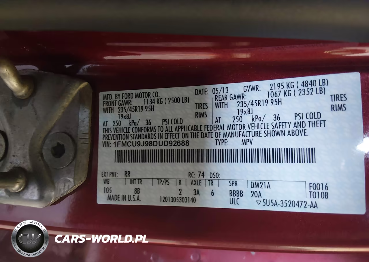 2013 Ford Escape Titanium VIN:1FMCU9J98DUD92688 - 9