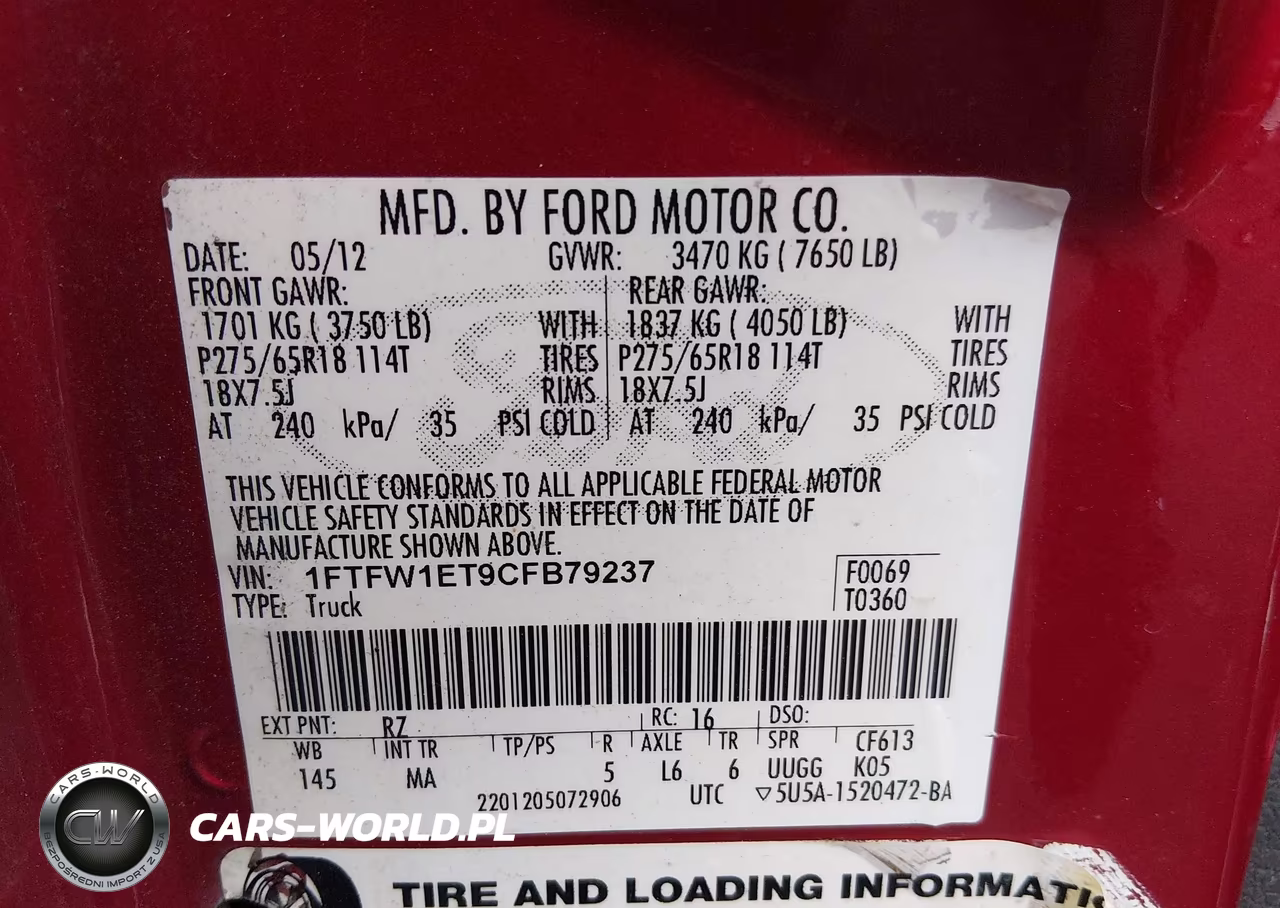 2012 Ford F-150 Xlt VIN:1FTFW1ET9CFB79237 - 9