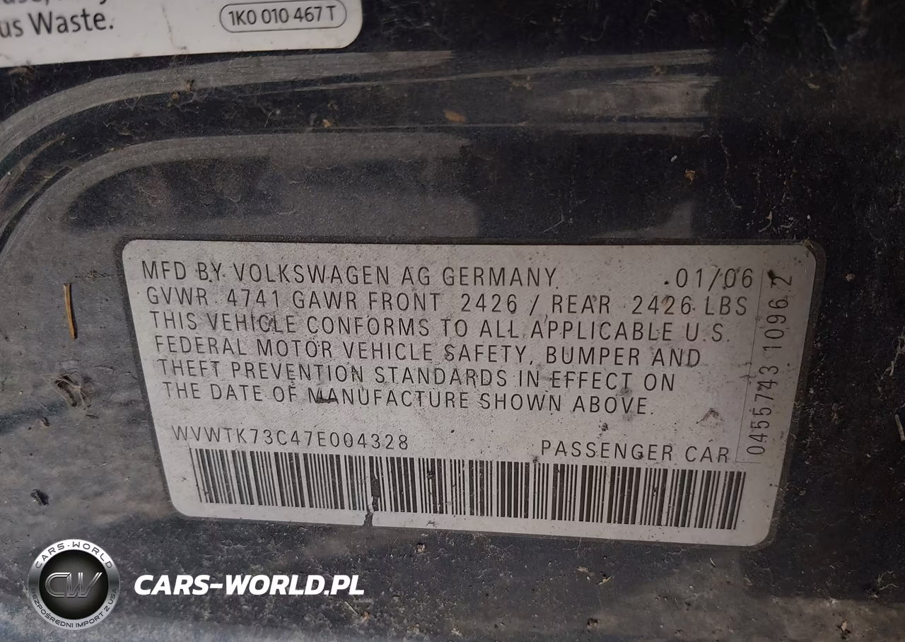 2007 Volkswagen Passat 2.0T VIN:WVWTK73C47E004328 - 9