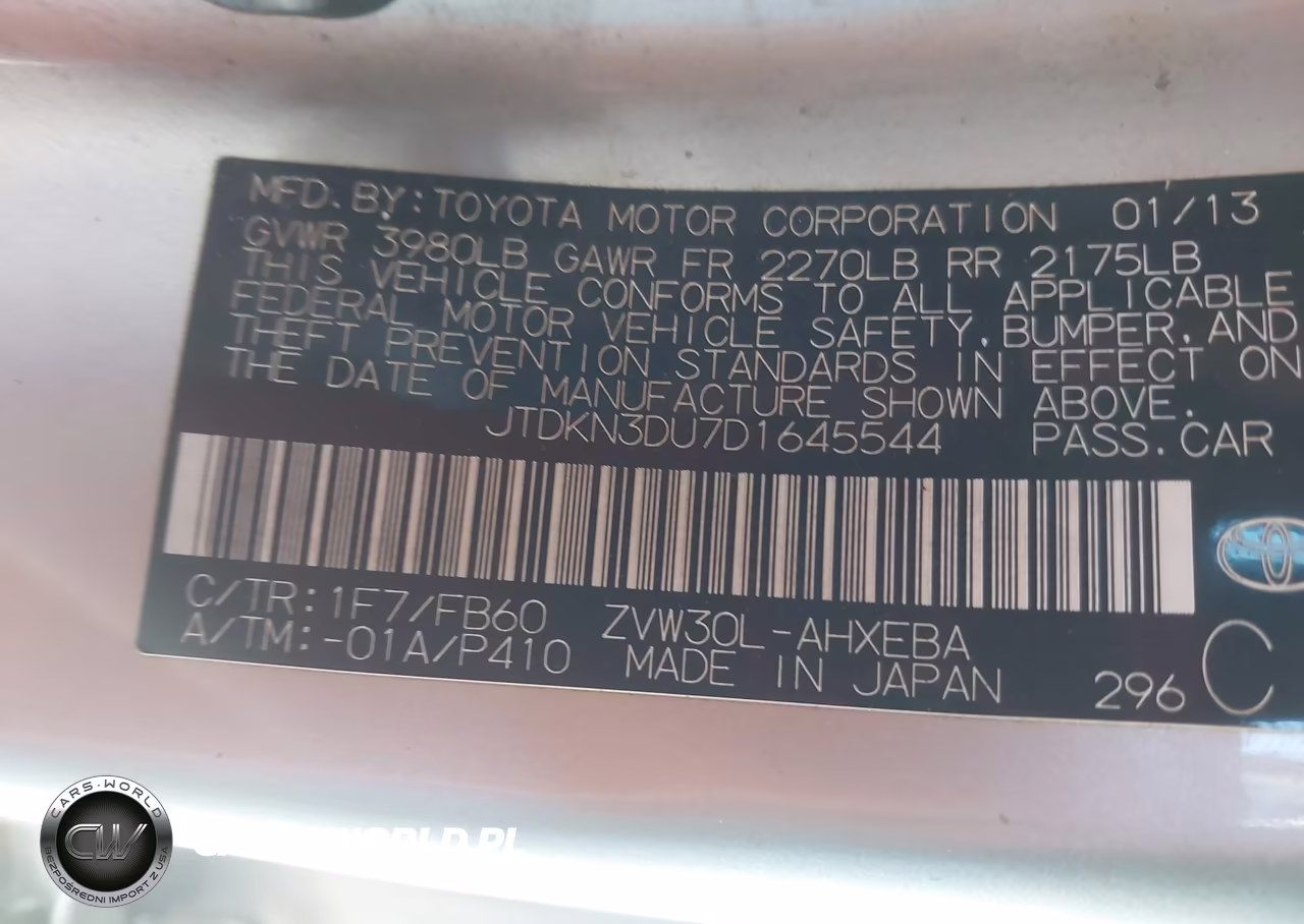 2013 Toyota Prius Three VIN:JTDKN3DU7D1645544 - 9