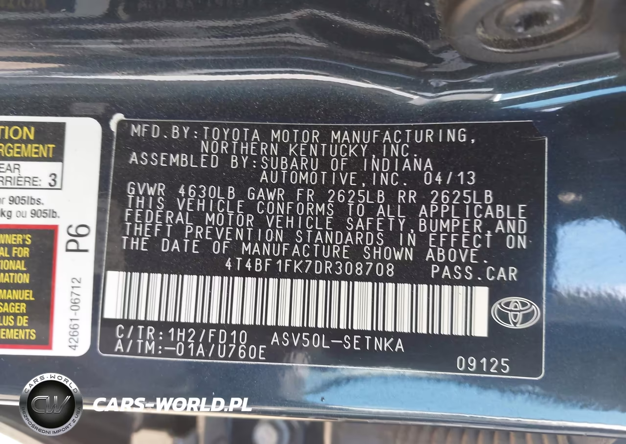 2013 Toyota Camry Le VIN:4T4BF1FK7DR308708 - 9