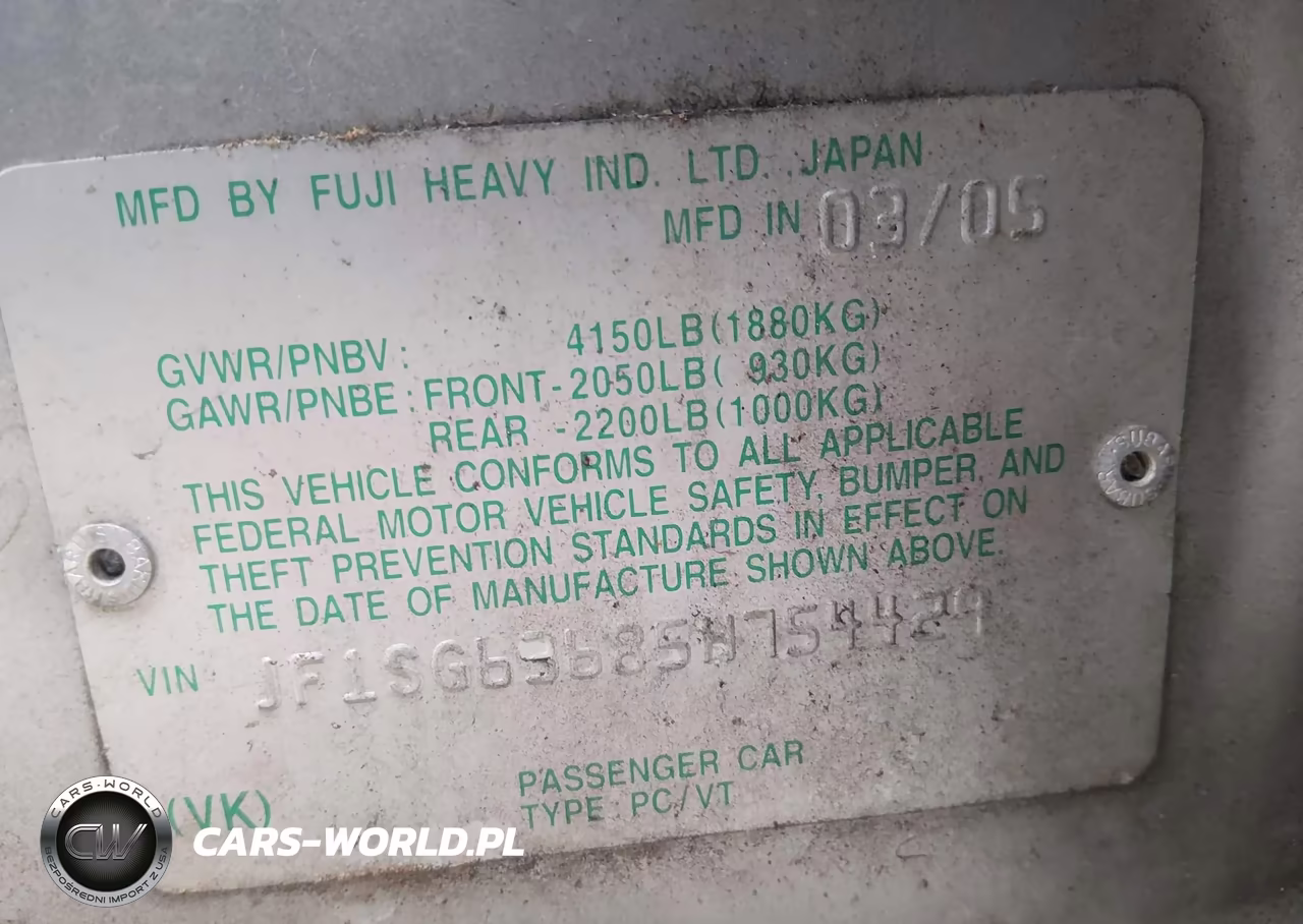 2005 Subaru Forester 2.5X VIN:JF1SG63685H754429 - 9