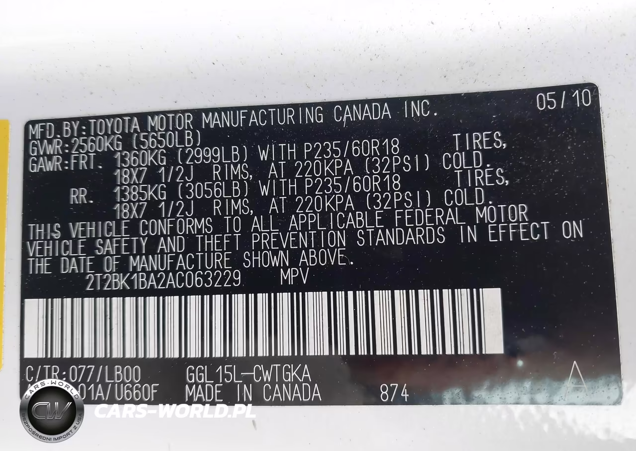 2010 Lexus Rx 350 VIN:2T2BK1BA2AC063229 - 9