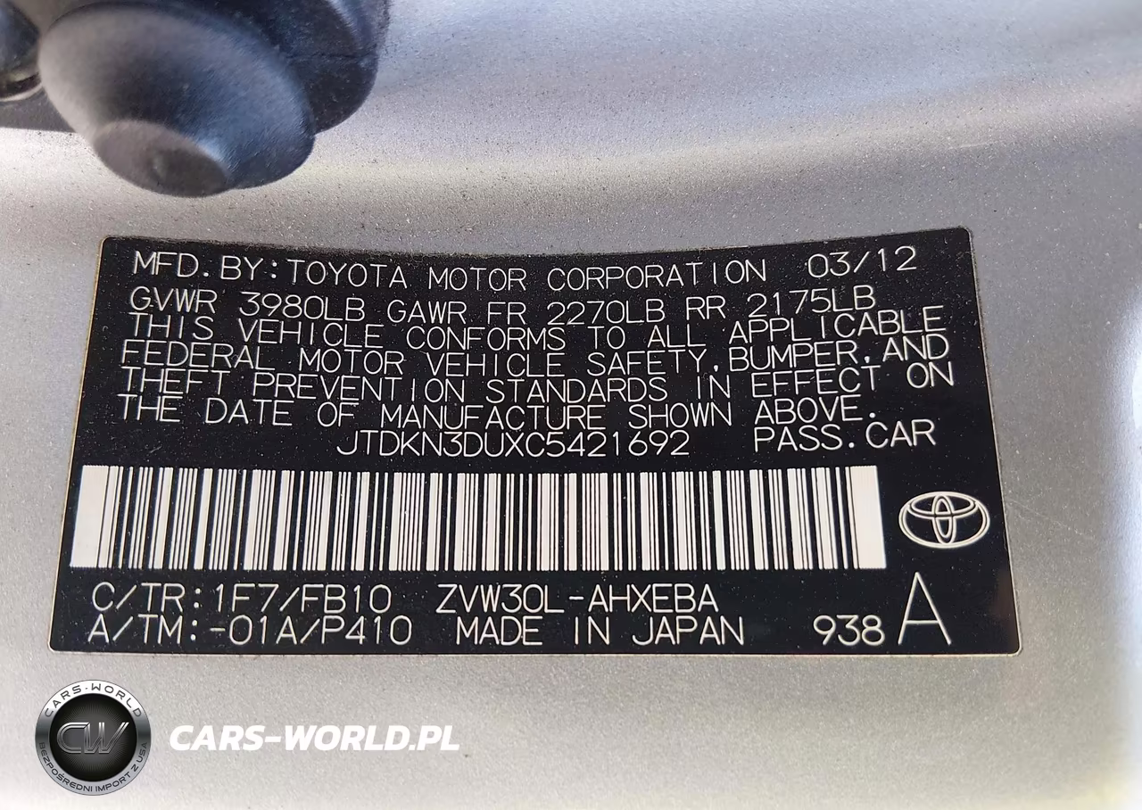 2012 Toyota Prius Three VIN:JTDKN3DUXC5421692 - 9