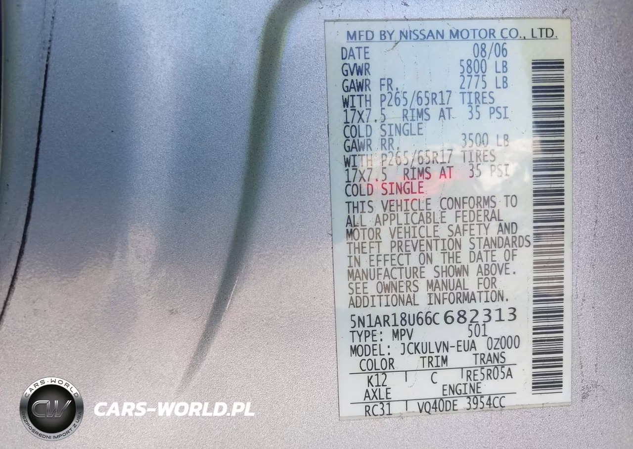 2006 Nissan Pathfinder Le VIN:5N1AR18U66C682313 - 9