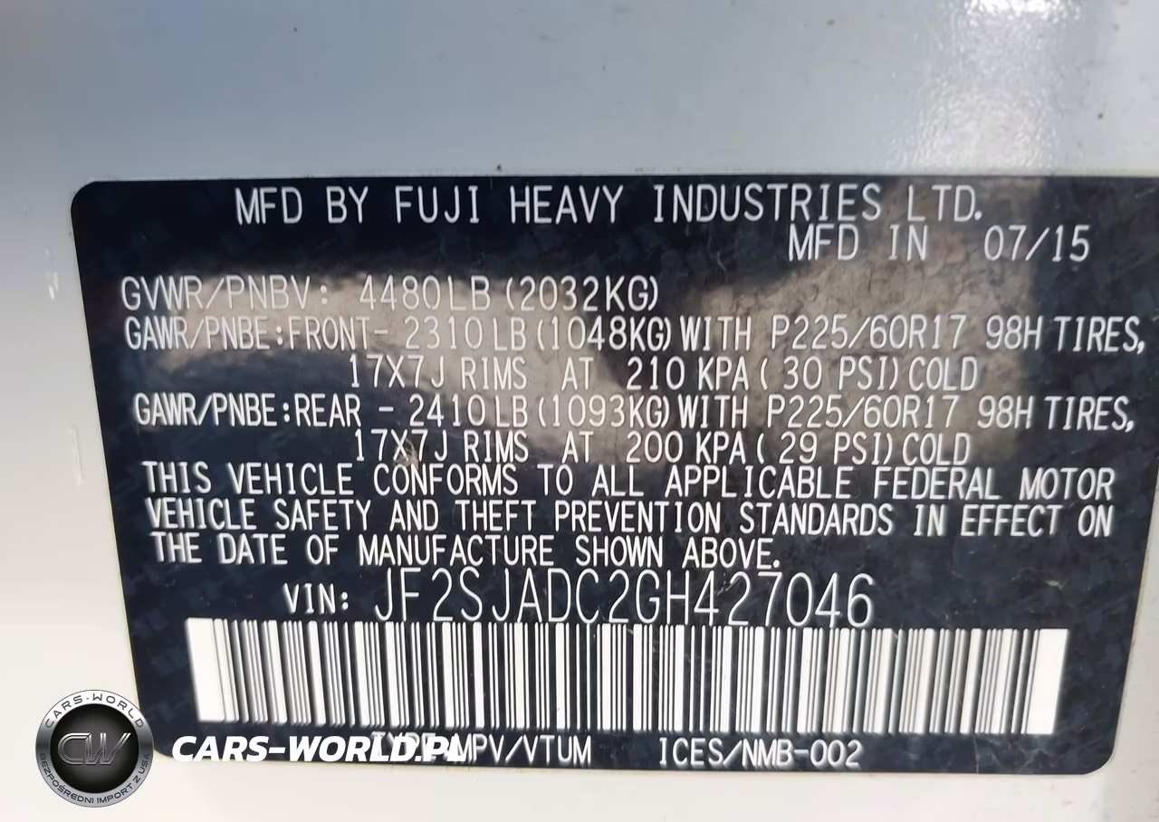 2016 Subaru Forester 2.5I Premium VIN:JF2SJADC2GH427046 - 9