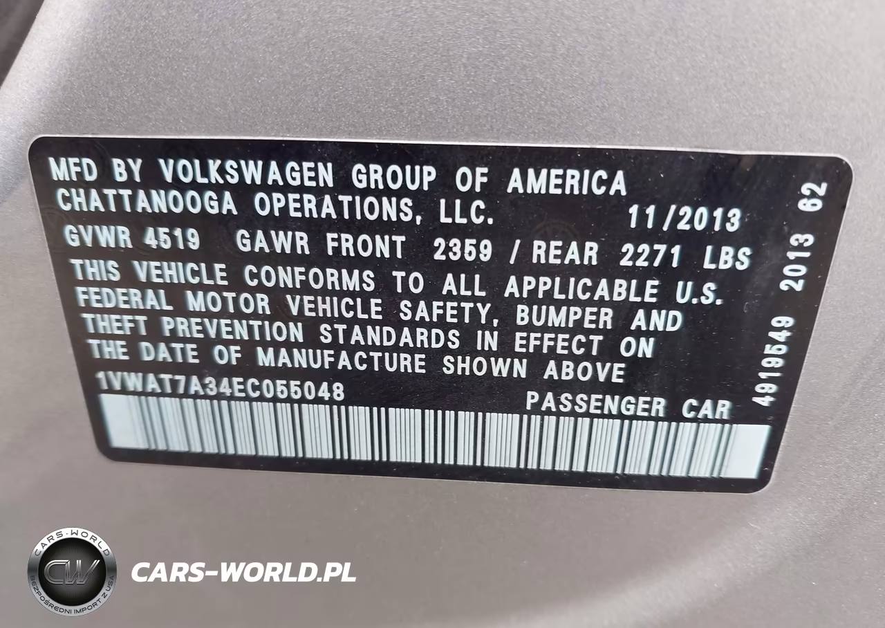 2014 Volkswagen Passat 1.8T Wolfsburg Edition VIN:1VWAT7A34EC055048 - 9