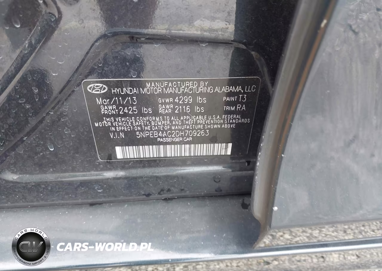 2013 Hyundai Sonata Gls VIN:5NPEB4AC2DH709263 - 9