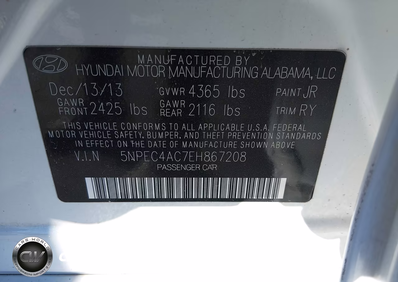 2014 Hyundai Sonata Se VIN:5NPEC4AC7EH867208 - 9
