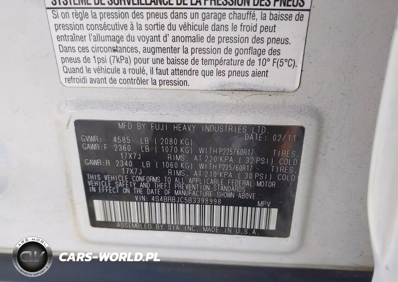 2011 Subaru Outback 2.5I Limited VIN:4S4BRBJC5B3398998 - 9
