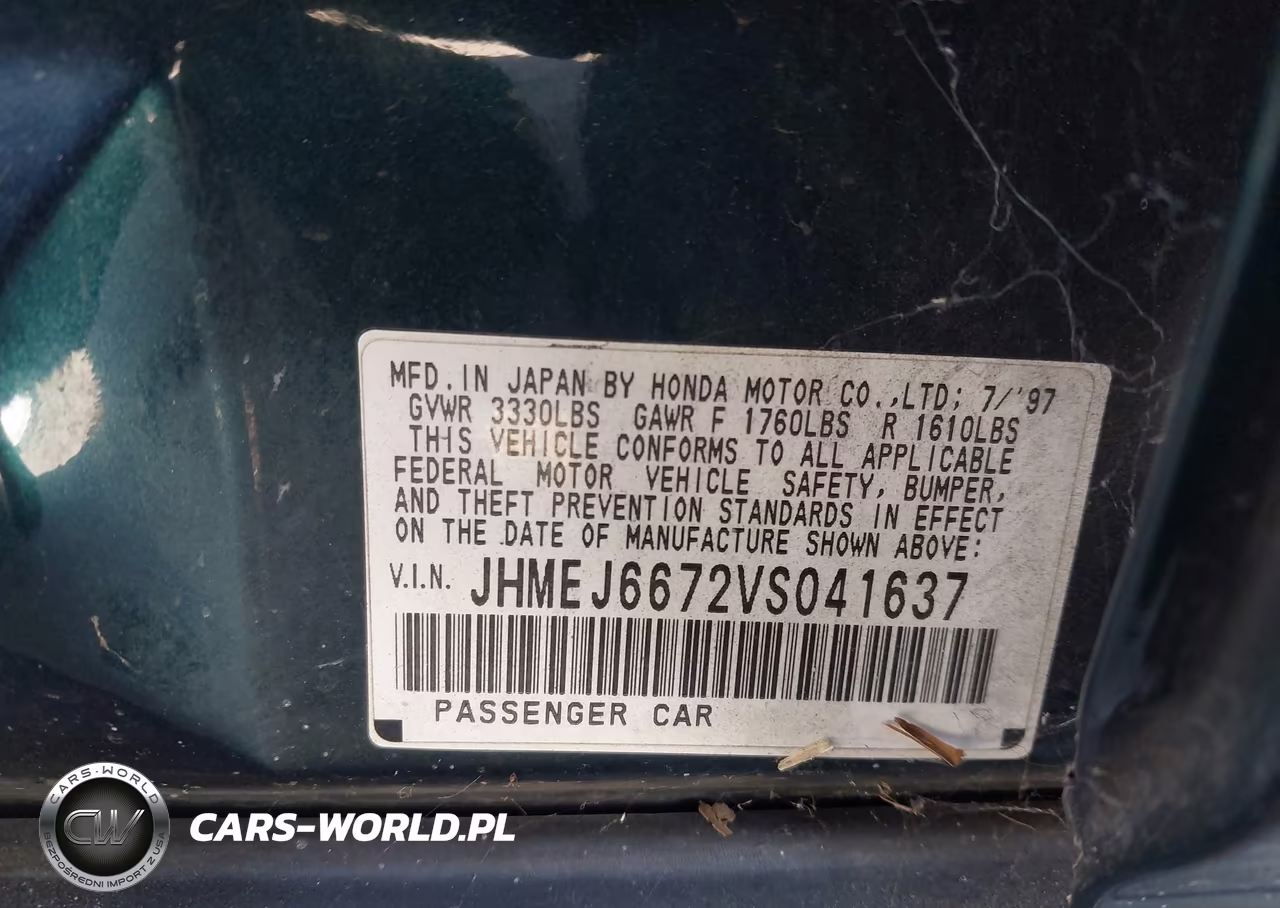 1997 Honda Civic Lx VIN:JHMEJ6672VS041637 - 9
