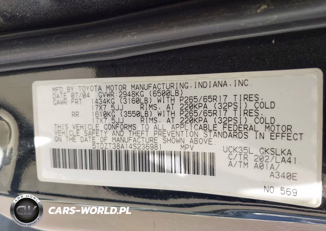 2004 Toyota Sequoia Limited V8 VIN:5TDZT38A14S236981 - 9