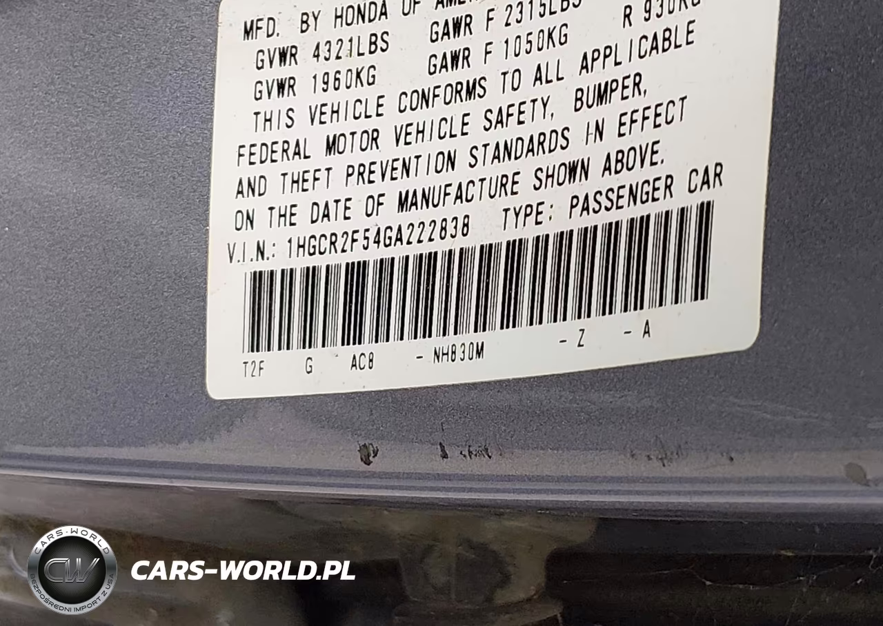 2016 Honda Accord Sport VIN:1HGCR2F54GA222838 - 9