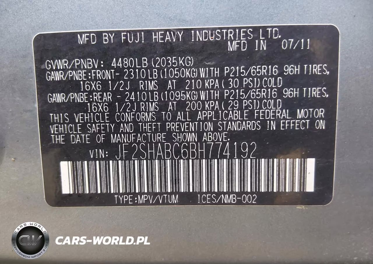 2011 Subaru Forester 2.5X VIN:JF2SHABC6BH774192 - 9