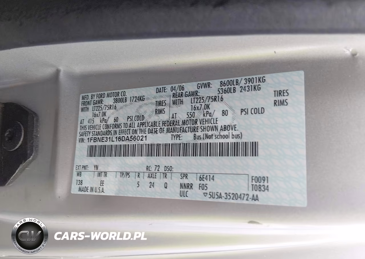 2006 Ford E-350 Super Duty Chateau-Xl-Xlt VIN:1FBNE31L16DA56021 - 9