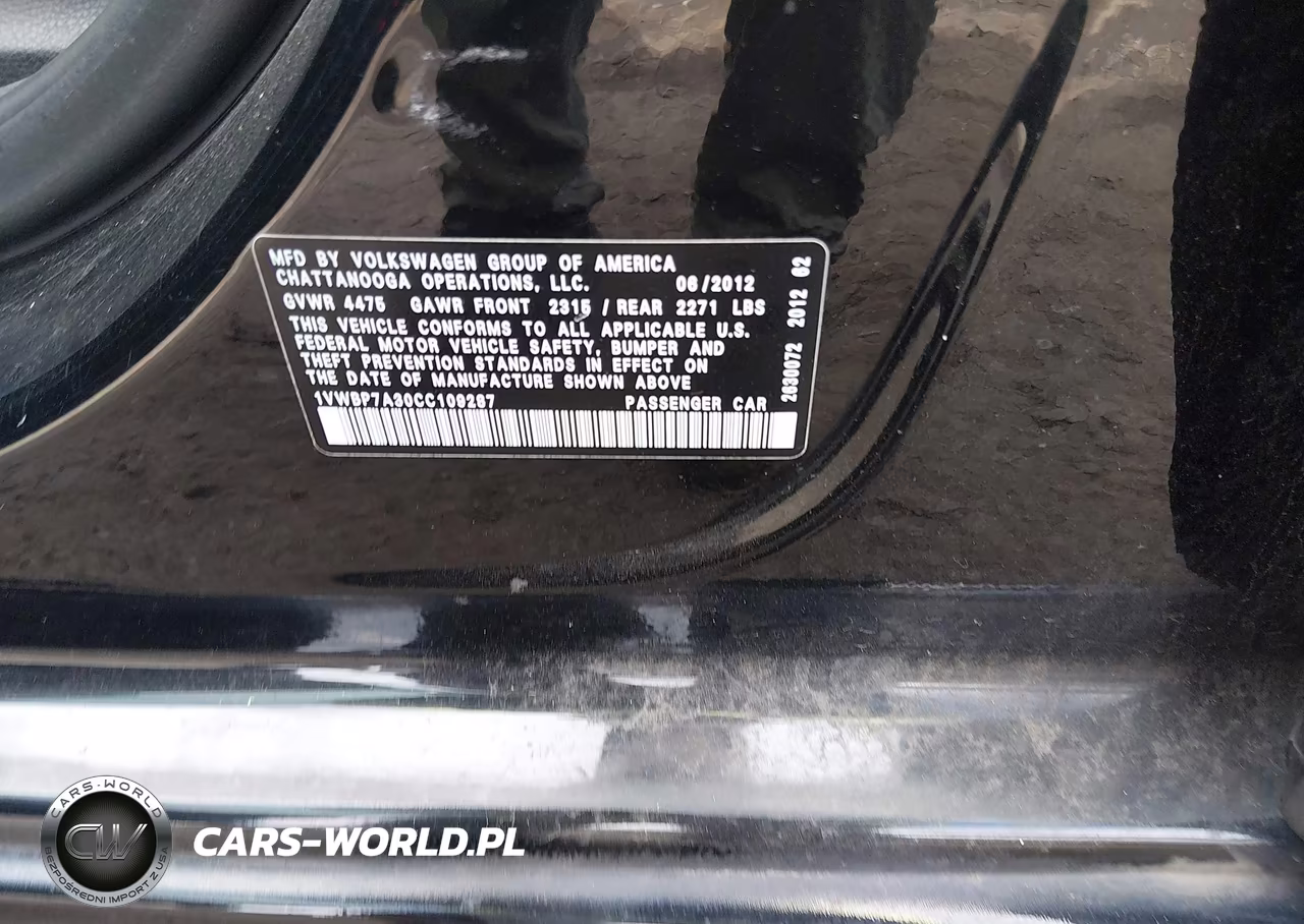 2012 Volkswagen Passat 2.5L Se VIN:1VWBP7A30CC109287 - 9