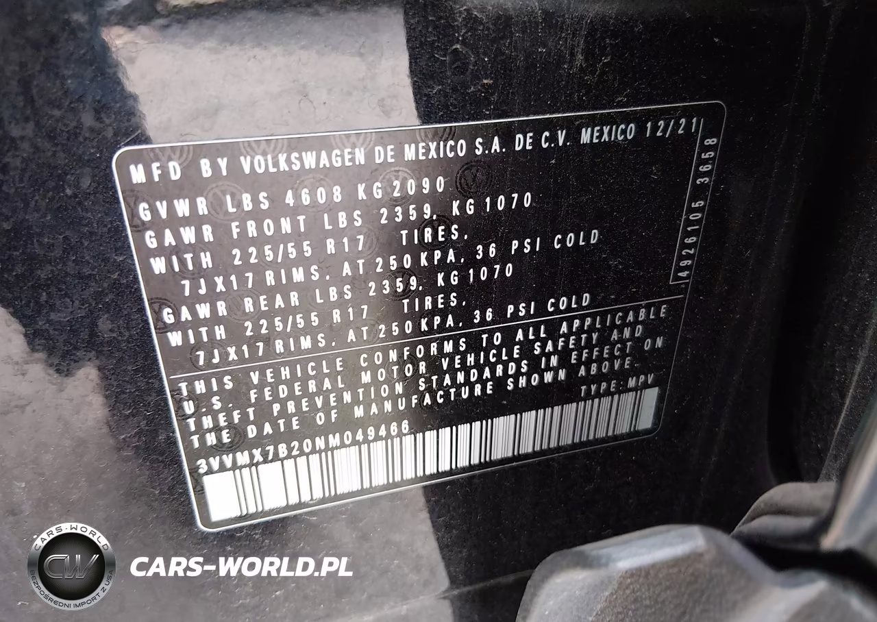2022 Volkswagen Taos 1.5T S VIN:3VVMX7B20NM049466 - 9