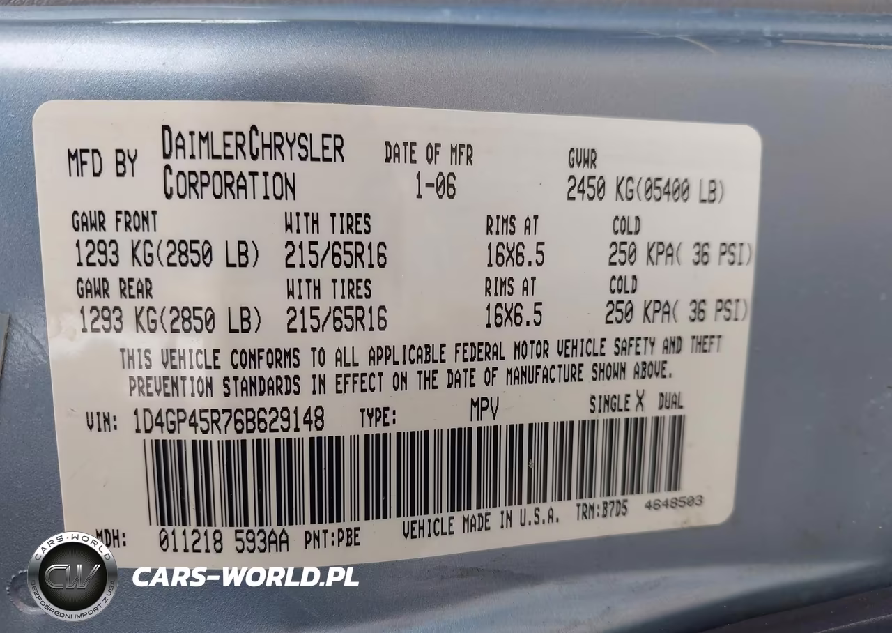 2006 Dodge Caravan Sxt VIN:1D4GP45R76B629148 - 9