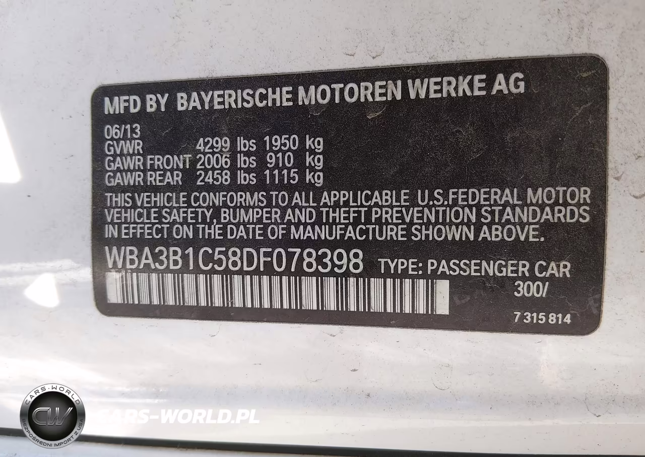 2013 BMW 320I VIN:WBA3B1C58DF078398 - 9