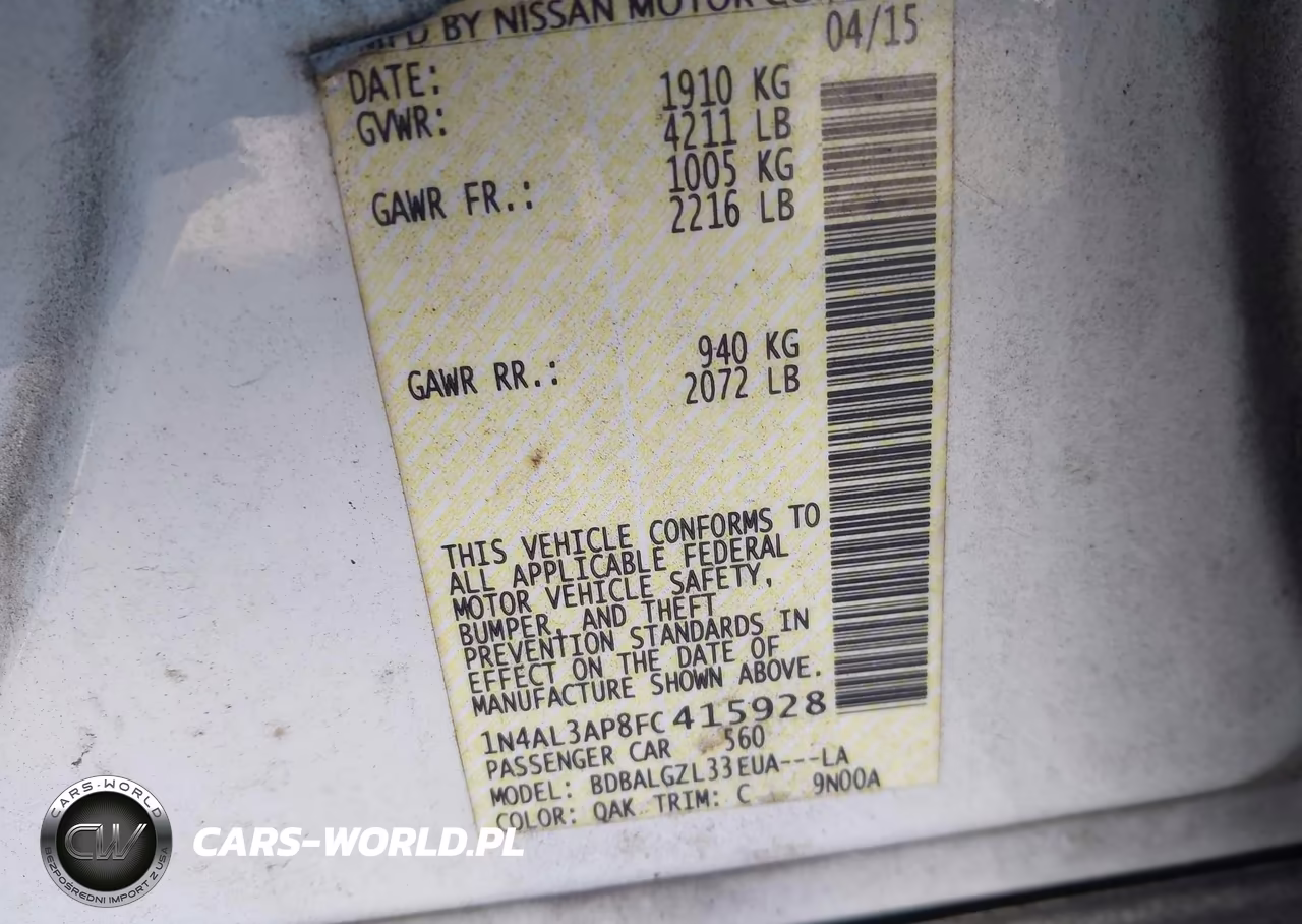 2015 Nissan Altima 2.5 S VIN:1N4AL3AP8FC415928 - 9