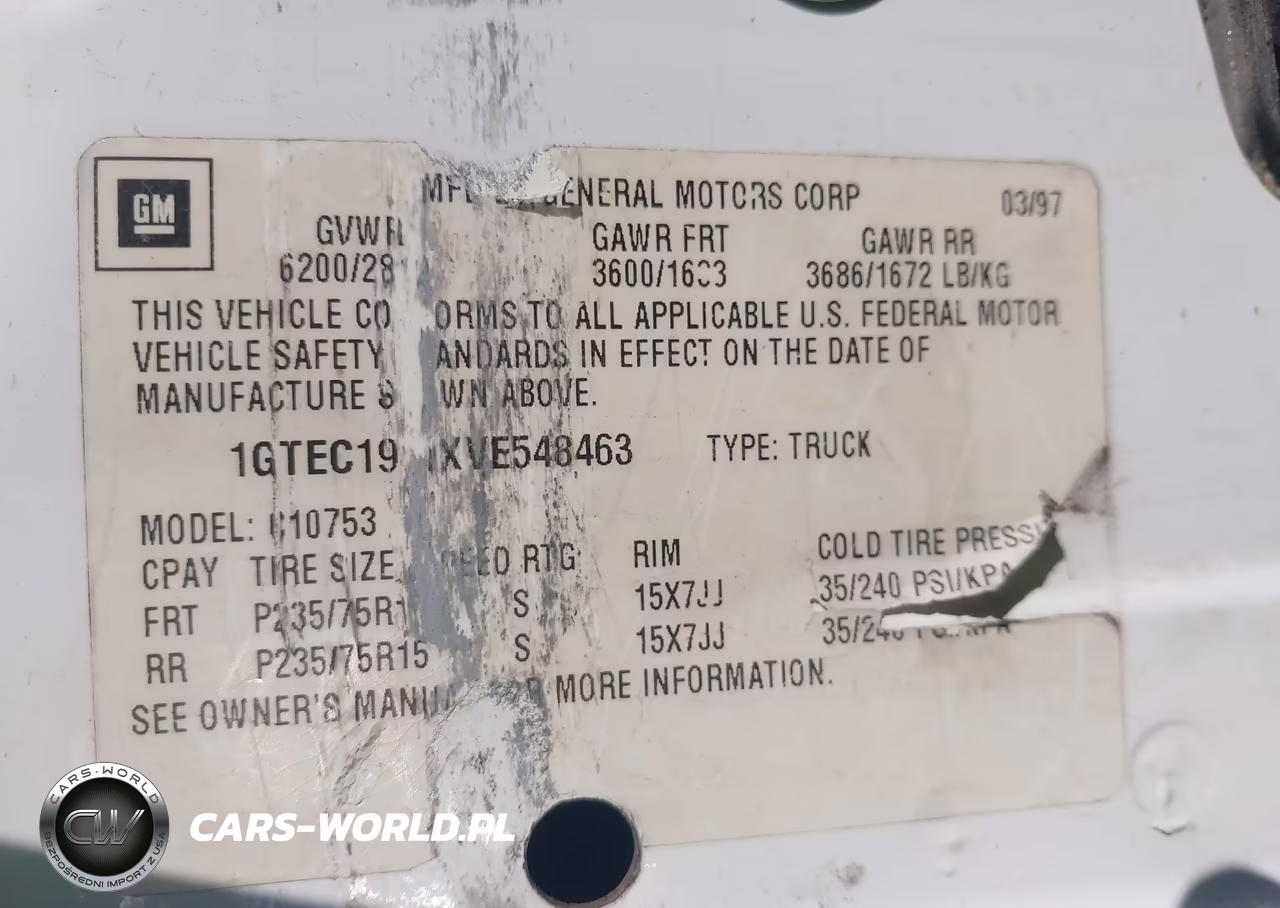 1997 GMC Sierra 1500 Sl Wideside VIN:1GTEC19WXVE548463 - 9