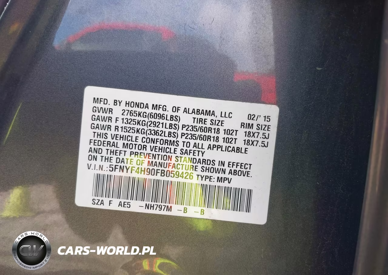 2015 Honda Pilot Touring VIN:5FNYF4H90FB059426 - 9