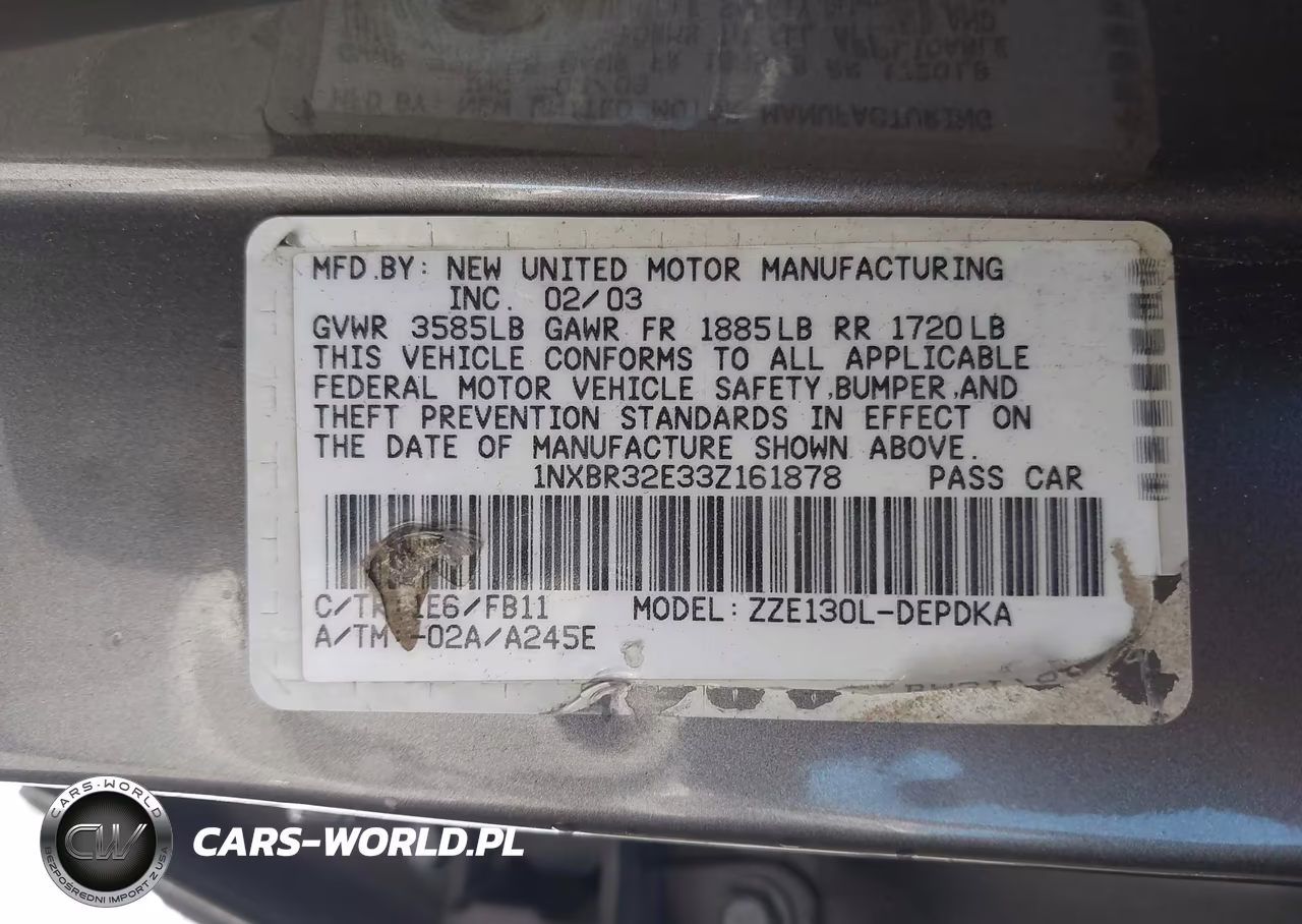 2003 Toyota Corolla Ce VIN:1NXBR32E33Z161878 - 9