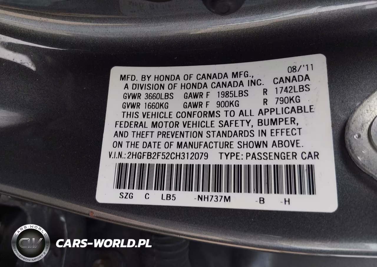 2012 Honda Civic Lx VIN:2HGFB2F52CH312079 - 9