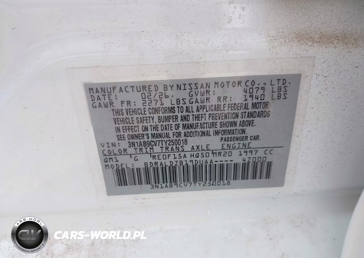 2026 Nissan Sentra Sv VIN:3N1AB9CV7TY250018 - 9