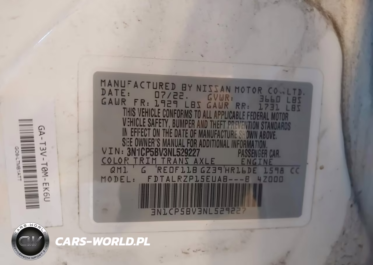 2022 Nissan Kicks S Xtronic Cvt VIN:3N1CP5BV3NL529227 - 9