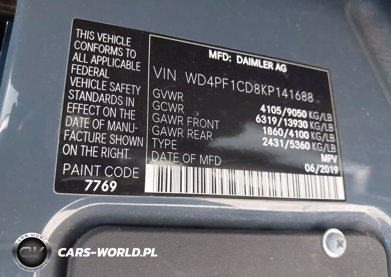 2019 Mercedes-Benz Sprinter 2500 High Roof V6 VIN:WD4PF1CD8KP141688 - 9
