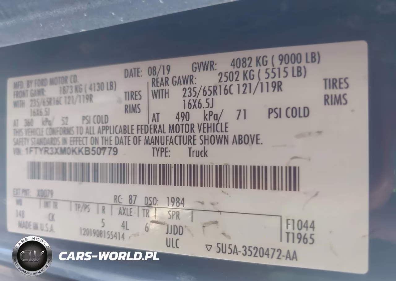 2019 Ford Transit-250 VIN:1FTYR3XM0KKB50779 - 9