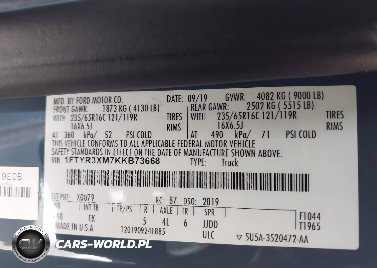 2019 Ford Transit-250 VIN:1FTYR3XM7KKB73668 - 8