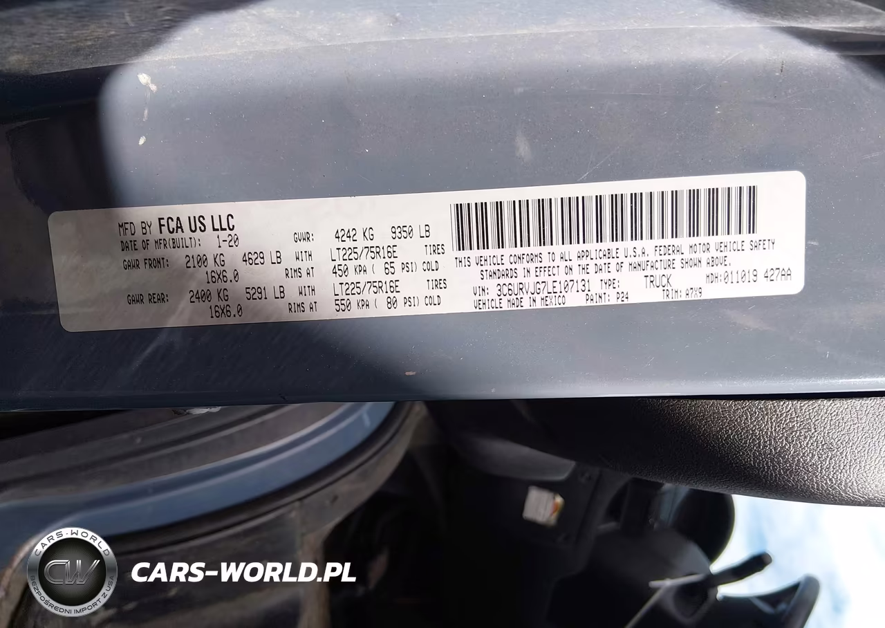 2020 Ram Promaster 3500 Cargo Van High Roof 159 Wb Ext VIN:3C6URVJG7LE107131 - 9