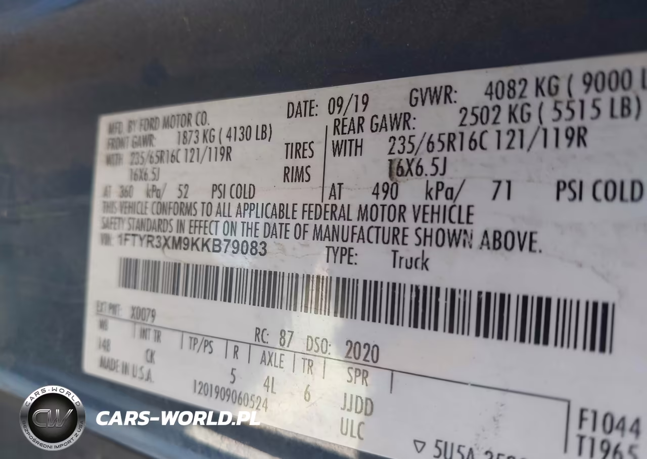 2019 Ford Transit-250 VIN:1FTYR3XM9KKB79083 - 9